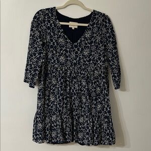 Sezane Dress Women’s 36 Blue Aura Mini Eyelet Babydoll Floral Tiered Shabby Chic